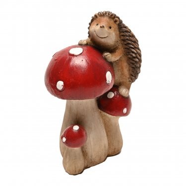 Country Living Hedgehog Climbing Mushrooms Figurine 19.7cm x 8.3cm x 13.2cm