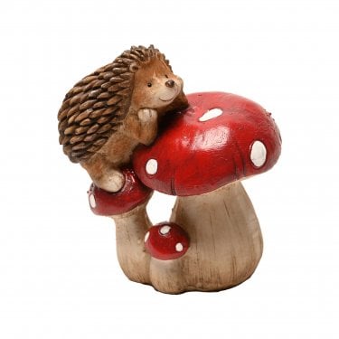 Country Living Hedgehog Resting On a Mushroom Figurine 14.3cm x 8.1cm x 11.9cm  