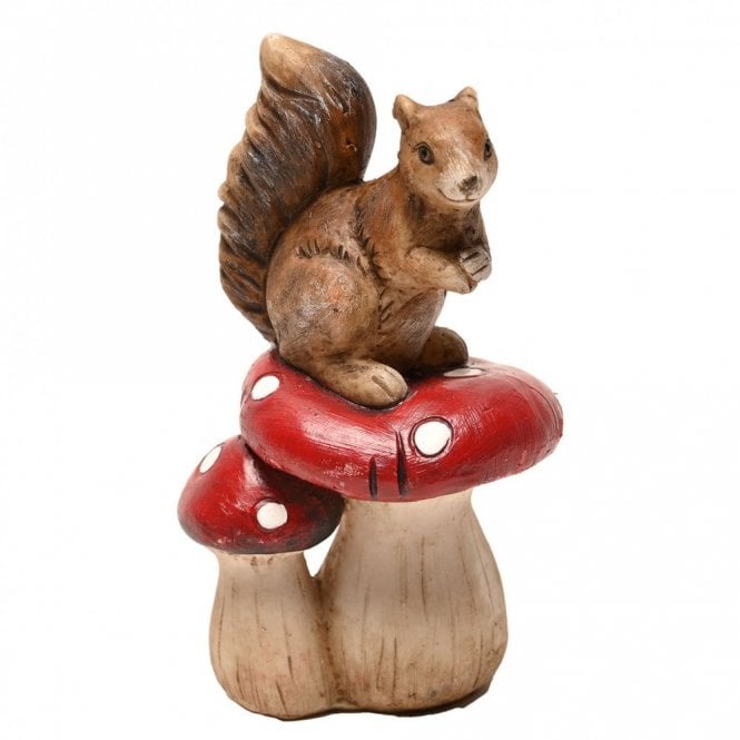 Country Living  Squirrel Standing on Mushrooms Figurine 13.1cm x 6.6cm x 6cm