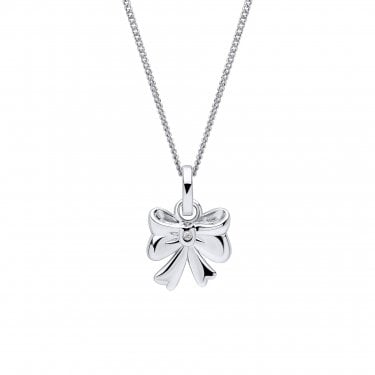 D for Diamond Bow with Diamond Necklace 0.9 x 1cm, 35-41cm