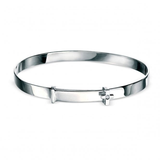 D for Diamond  Cross with Diamond Expanding Bangle 0.6 x 0.5cm