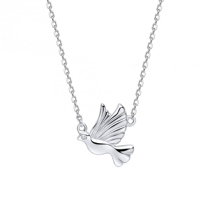 D for Diamond  Dove with Diamond Necklace 1.2 x 1cm, 35-40cm