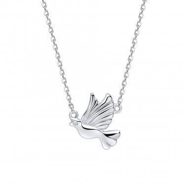 D for Diamond Dove with Diamond Necklace 1.2 x 1cm, 35-40cm