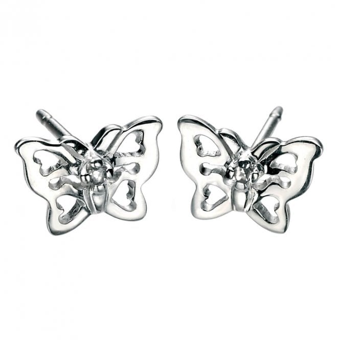 D for Diamond  Filigree Butterfly Stud Earrings 0.8 x 0.5cm