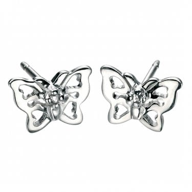 D for Diamond Filigree Butterfly Stud Earrings 0.8 x 0.5cm