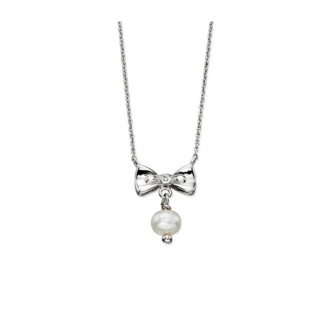 D for Diamond  Freshwater Pearl Bow Necklace 35+5 cm