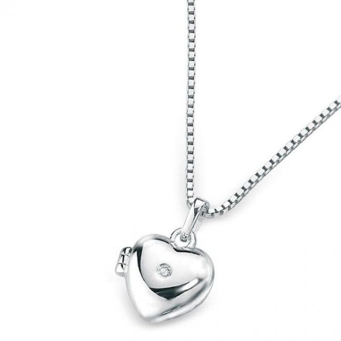 D for Diamond  Heart Locket with Diamond Necklace 1 x 0.9cm, 35.5cm