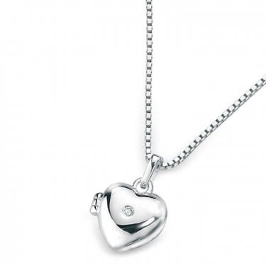 D for Diamond Heart Locket with Diamond Necklace 1 x 0.9cm, 35.5cm