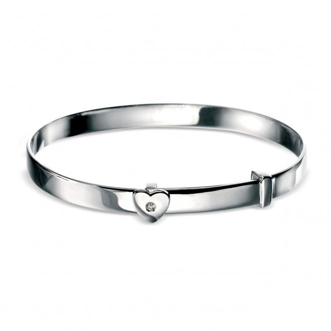 D for Diamond  Heart with Diamond Expanding Bangle 0.6 x 0.5cm