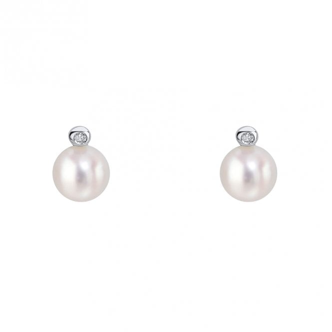 D for Diamond  Pearl & Diamond Stud Earrings 0.4 x 0.7cm
