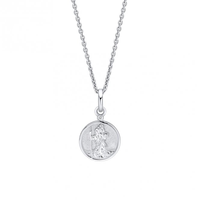 D for Diamond  Saint Christopher with Diamond Necklace 1.1 x 1.9cm, 36-41cm