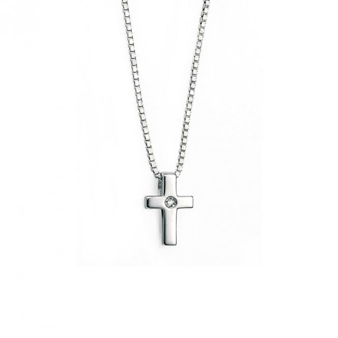 D for Diamond  Small Cross with Diamond Necklace 0.6 x 1cm, 35.5cm 