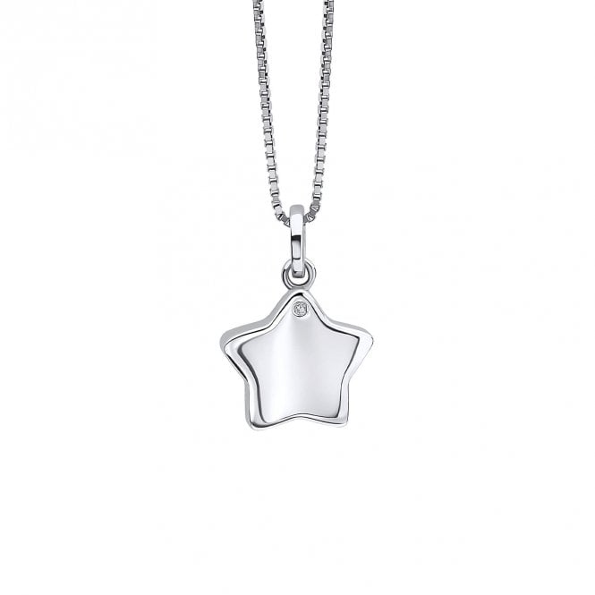 D for Diamond  Star Locket with Diamond Necklace 1.3 x 1.4cm, 35-40cm