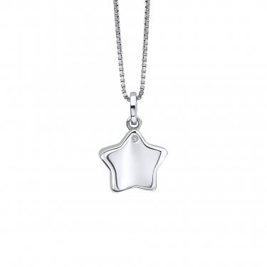 D for Diamond Star Locket with Diamond Necklace 1.3 x 1.4cm, 35-40cm