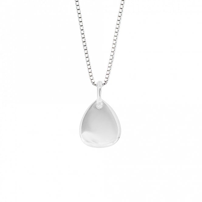 D for Diamond  Sterling Silver Droplet Necklace 36-41cm