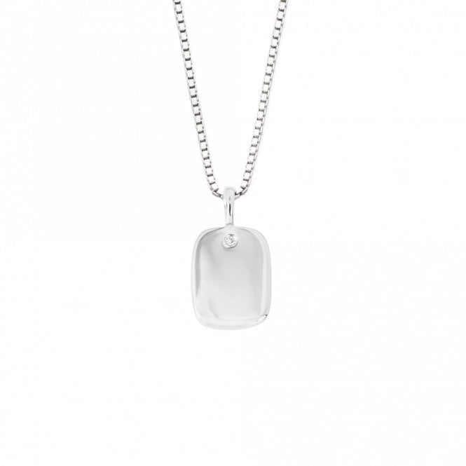 D for Diamond  Sterling Silver Rectangular Necklace 36-41cm