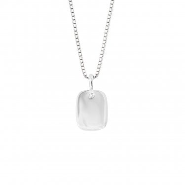 D for Diamond Sterling Silver Rectangular Necklace 36-41cm