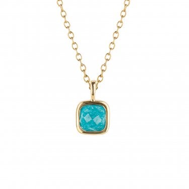 D for Diamond Sterling Silver Yellow Gold Tone Semi-Precious December Birthstone Necklace 35+5cm