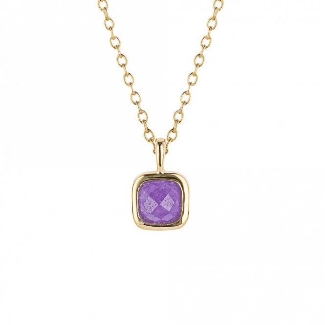 D for Diamond  Sterling Silver Yellow Gold Tone Semi-Precious February Birthstone Necklace 35+5cm