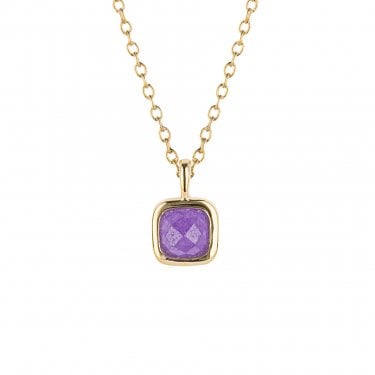 D for Diamond Sterling Silver Yellow Gold Tone Semi-Precious February Birthstone Necklace 35+5cm