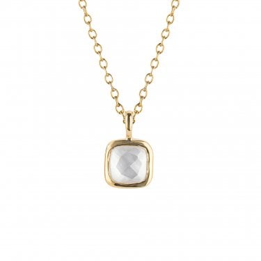 D for Diamond Sterling Silver Yellow Gold Tone Semi-Precious June Birthstone Necklace 35+5cm
