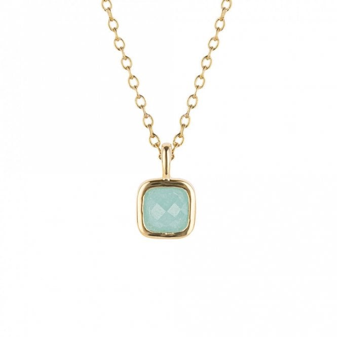 D for Diamond  Sterling Silver Yellow Gold Tone Semi-Precious March Birthstone Necklace 35+5cm