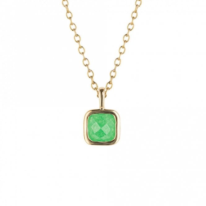 D for Diamond  Sterling Silver Yellow Gold Tone Semi-Precious May Birthstone Necklace 35+5cm