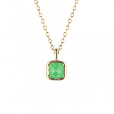 D for Diamond Sterling Silver Yellow Gold Tone Semi-Precious May Birthstone Necklace 35+5cm