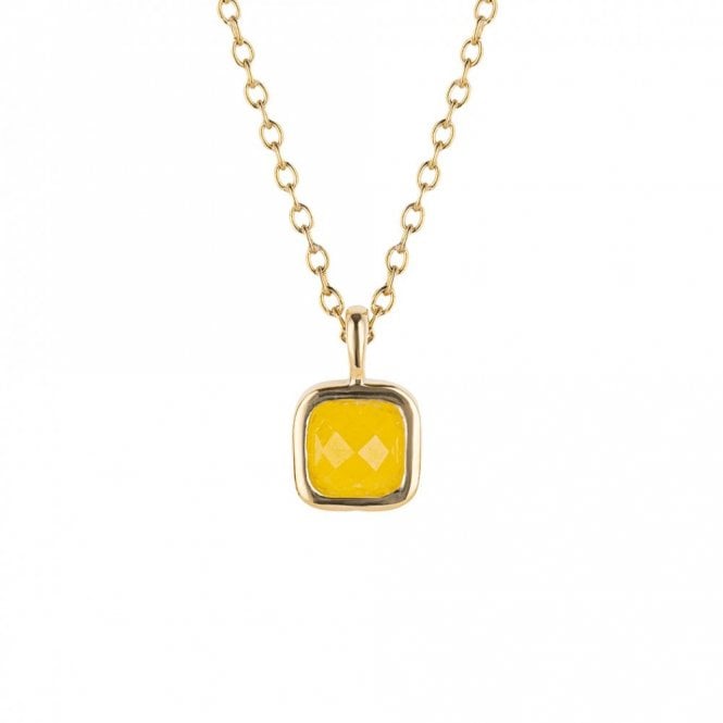 D for Diamond  Sterling Silver Yellow Gold Tone Semi-Precious November Birthstone Necklace 35+5cm