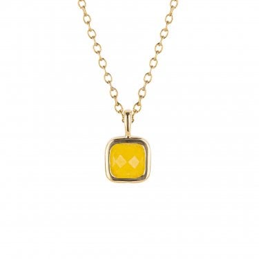 D for Diamond Sterling Silver Yellow Gold Tone Semi-Precious November Birthstone Necklace 35+5cm