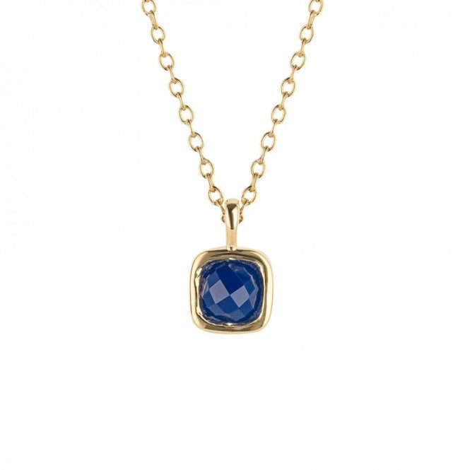 D for Diamond  Sterling Silver Yellow Gold Tone Semi-Precious September Birthstone Necklace 35+5cm