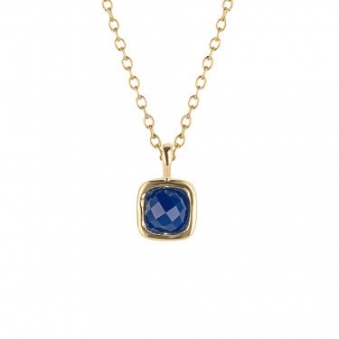 D for Diamond Sterling Silver Yellow Gold Tone Semi-Precious September Birthstone Necklace 35+5cm