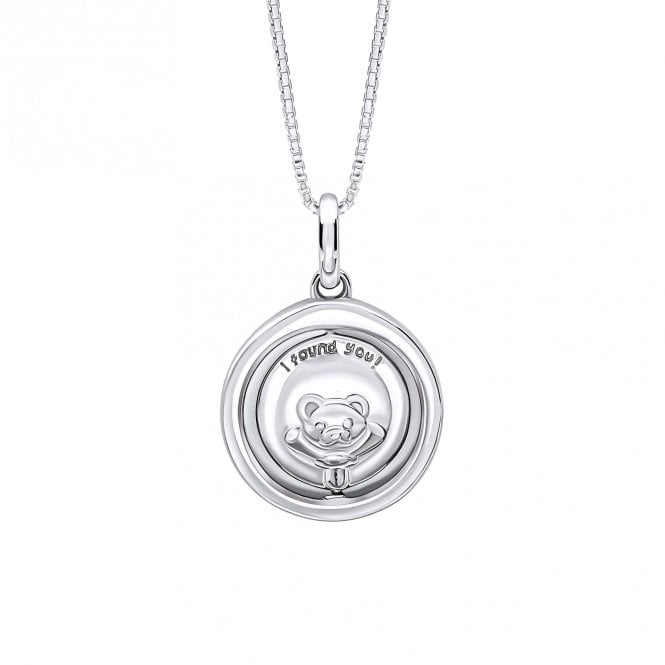 D for Diamond  Teddy Bear Peekaboo with Diamond Spinning Necklace 1.3 x 1.3cm, 36-41cm