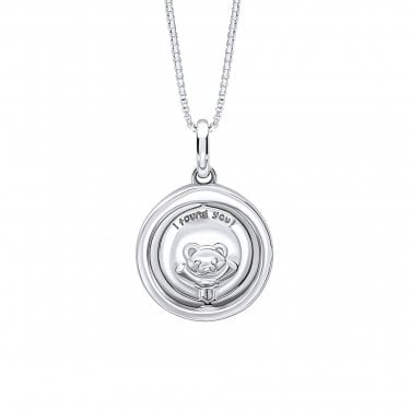 D for Diamond Teddy Bear Peekaboo with Diamond Spinning Necklace 1.3 x 1.3cm, 36-41cm