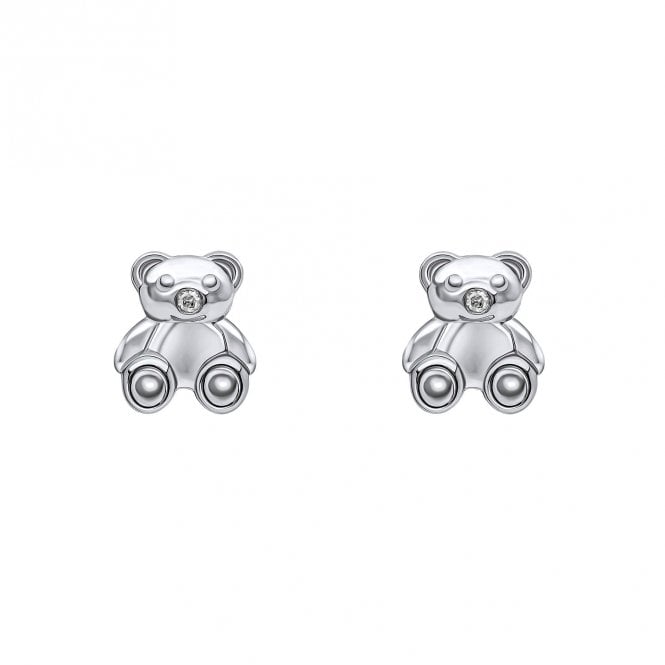 D for Diamond  Teddy Bear with Diamond Stud Earrings 0.5 x 0.6cm