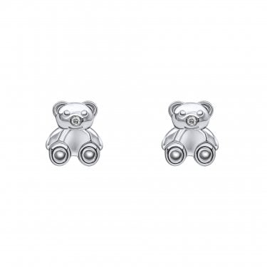 D for Diamond Teddy Bear with Diamond Stud Earrings 0.5 x 0.6cm