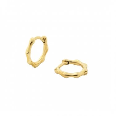 D.Louise Bamboo Gold Tone Huggies 11mm