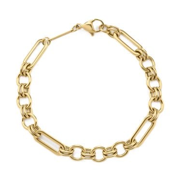 D.Louise Eternal Link Chain Gold Tone Bracelet 17cm