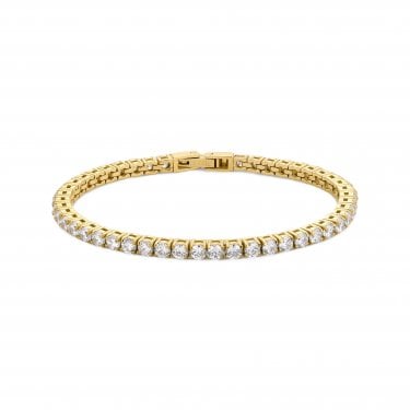 D.Louise Luxe Tennis Gold Tone Bracelet 3mm, 18cm