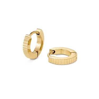 D.Louise Mini Pleat Gold Tone Huggies 10mm