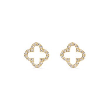 D.Louise Pave Clover Gold Tone Stud Earrings 10mm