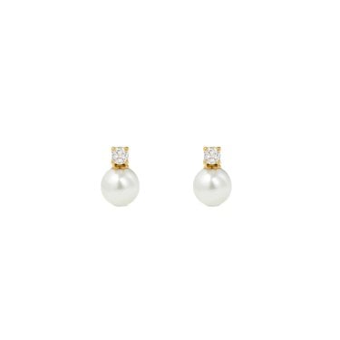 D.Louise Pearl Drop Gold Tone Earrings 7mm x 9mm