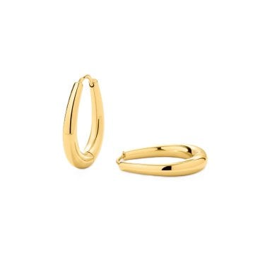 D.Louise Tapered Oval Gold Tone Hoops 15mm x 10mm