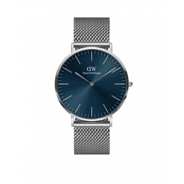 Daniel Wellington Gents Classic Arctic 40mm Blue Dial Stainless Steel Mesh Strap Watch 