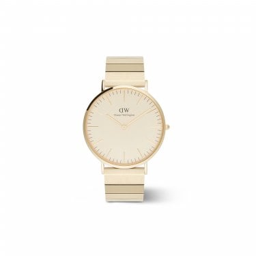 Daniel Wellington Gents Classic Piano Link Unitone 40mm Gold Tone Stainless Steel Watch