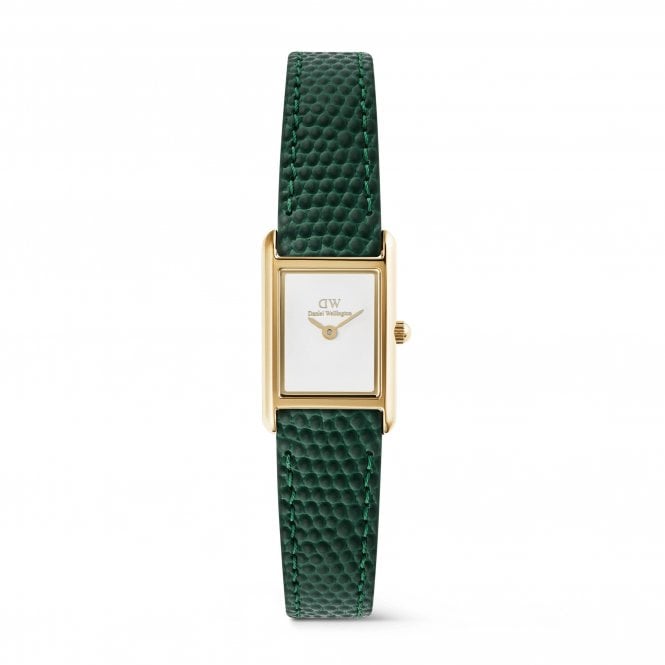 Daniel Wellington  Ladies Bound Mini White Dial Green Lizard Leather Strap Watch