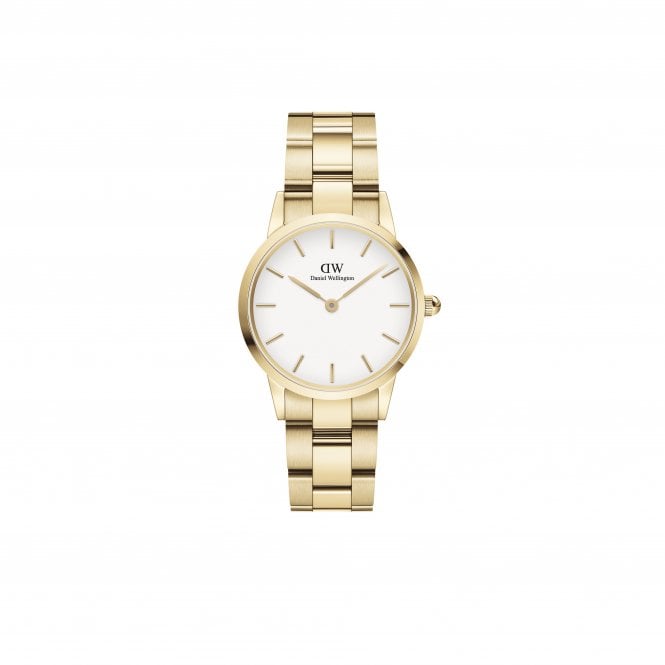 Daniel Wellington  Ladies Iconic Link 28mm White Dial Gold Tone Stainless Steel Watch