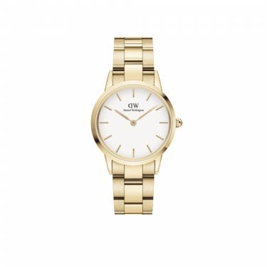 Daniel Wellington Ladies Iconic Link 32mm White Dial Gold Tone Stainless Steel Watch