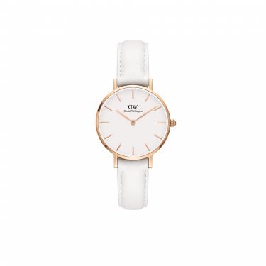 Daniel Wellington Ladies Petite Bondi 28mm White Leather Strap Watch