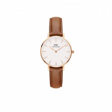 Daniel Wellington Ladies Petite Durham 28mm Brown Leather Strap Watch